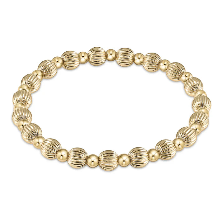 Dignity Grateful Pattern - 6mm Bead Bracelet Gold