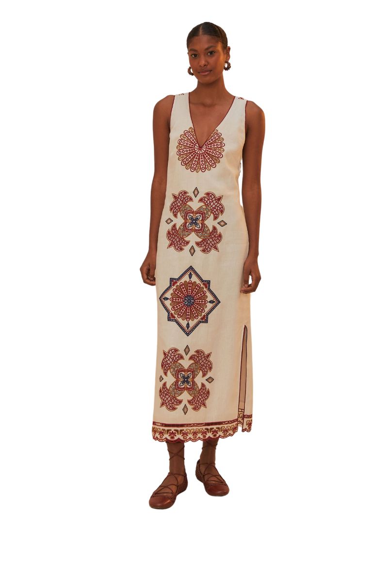 Mary's Tiles Richilieu Sleeveless Midi Dress