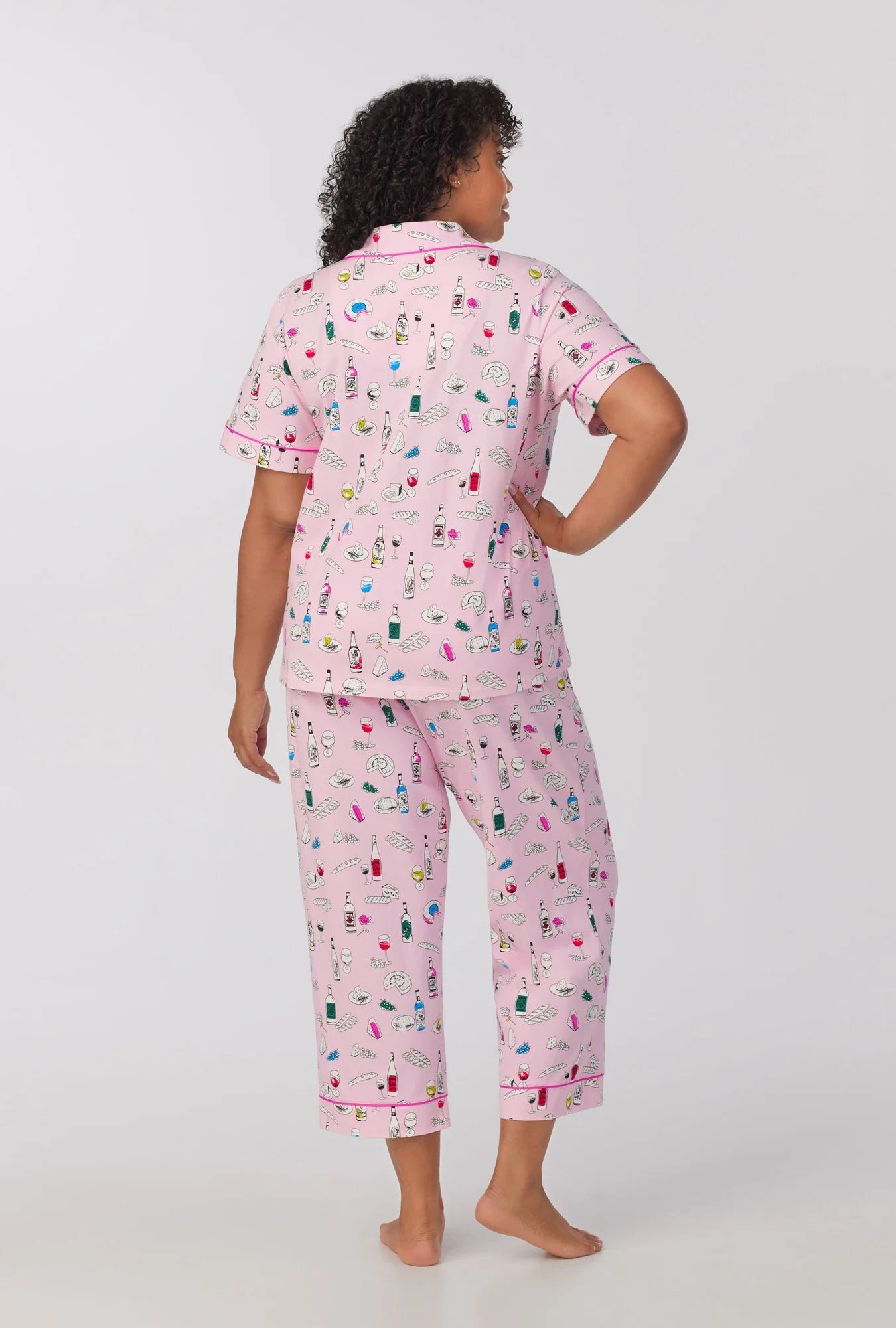 Wine Pairing Short Sleeve Classic Stretch Jersey Cropped PJ Set