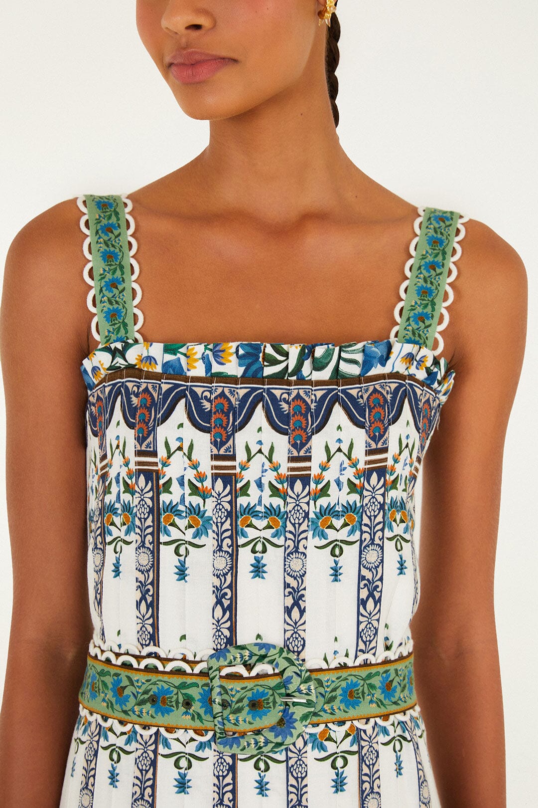 Manoela Off-White Sleeveless Belt Maxi Dress