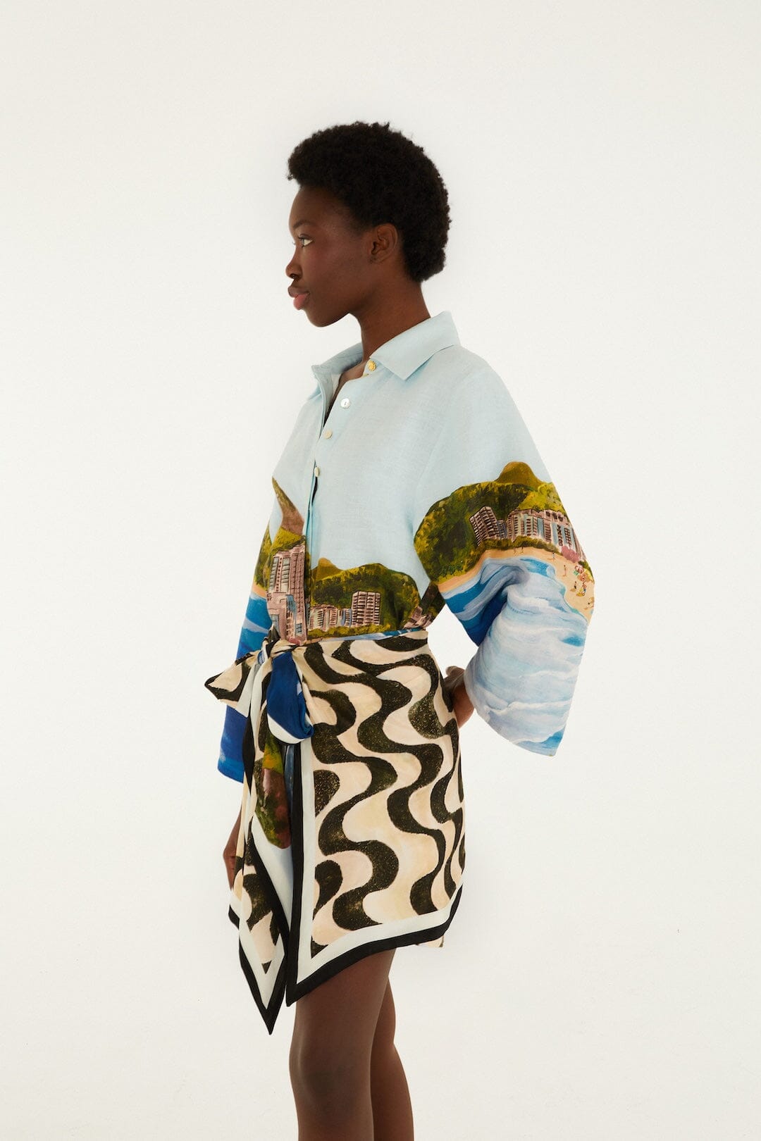 Copacabana Beach Multicolor Long Sleeve Kimono