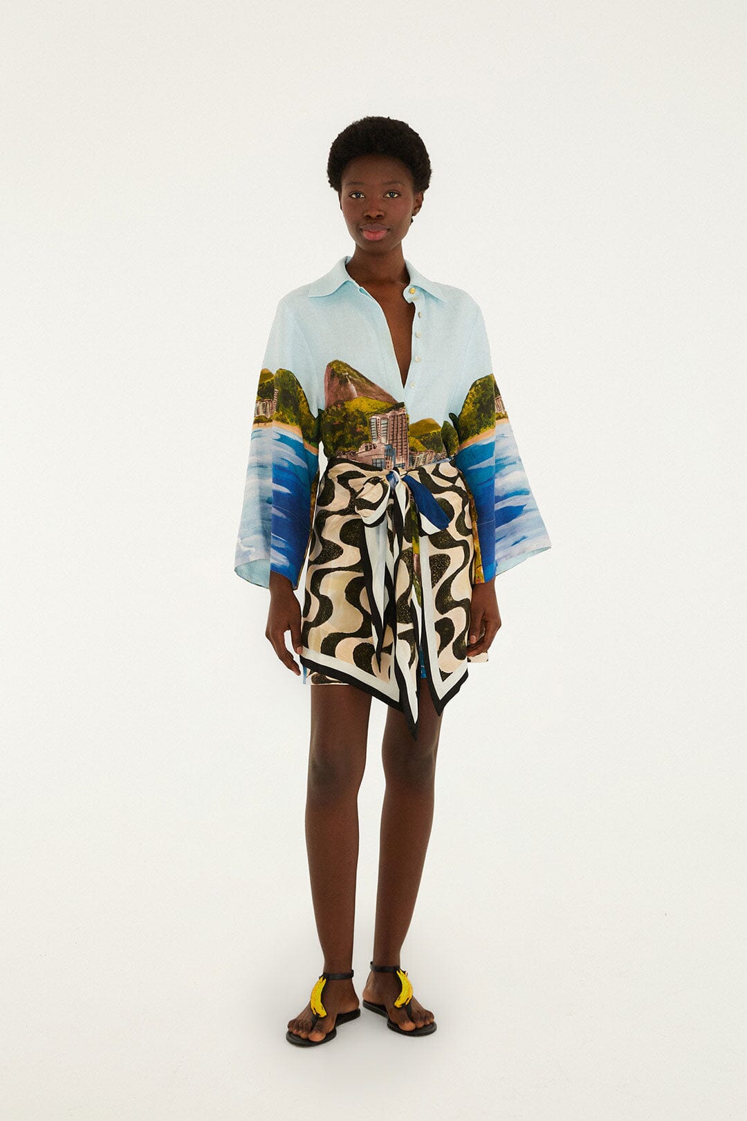 Copacabana Beach Multicolor Long Sleeve Kimono