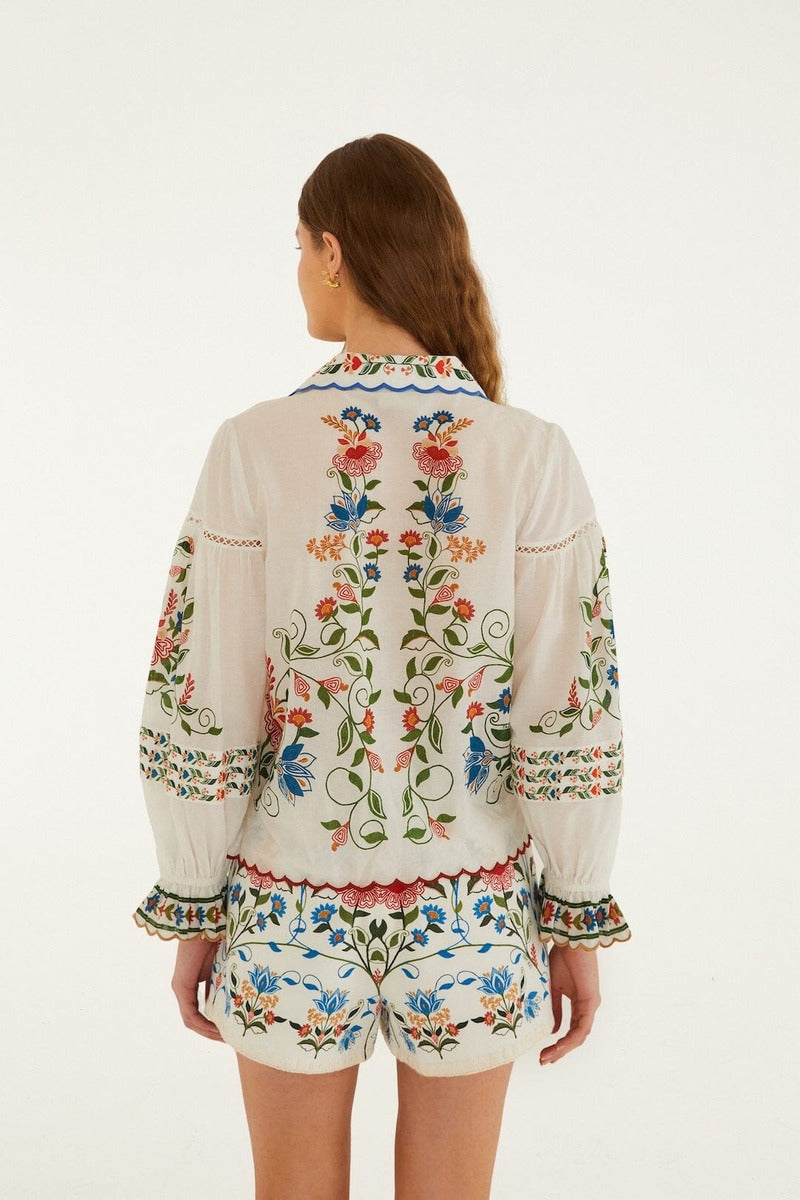 Stitched Garden Off-White Blouse