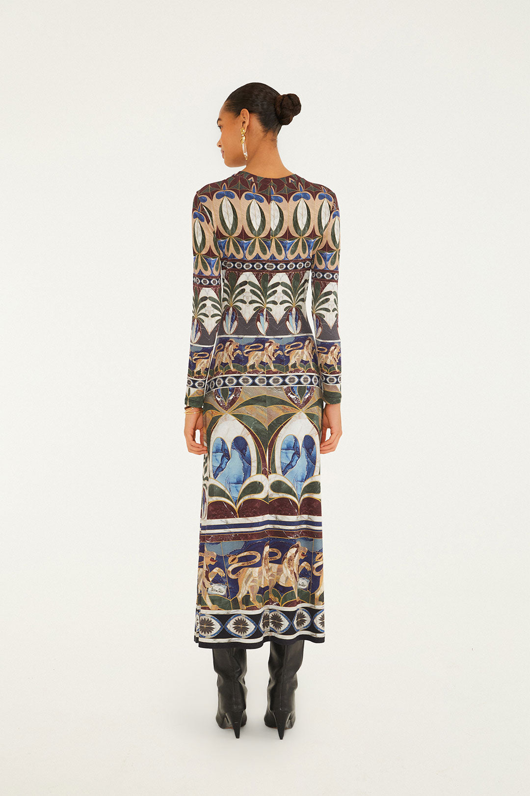 AINIKA PIETRA DURA MULTICOLOR LONG SLEEVE MIDI DRE