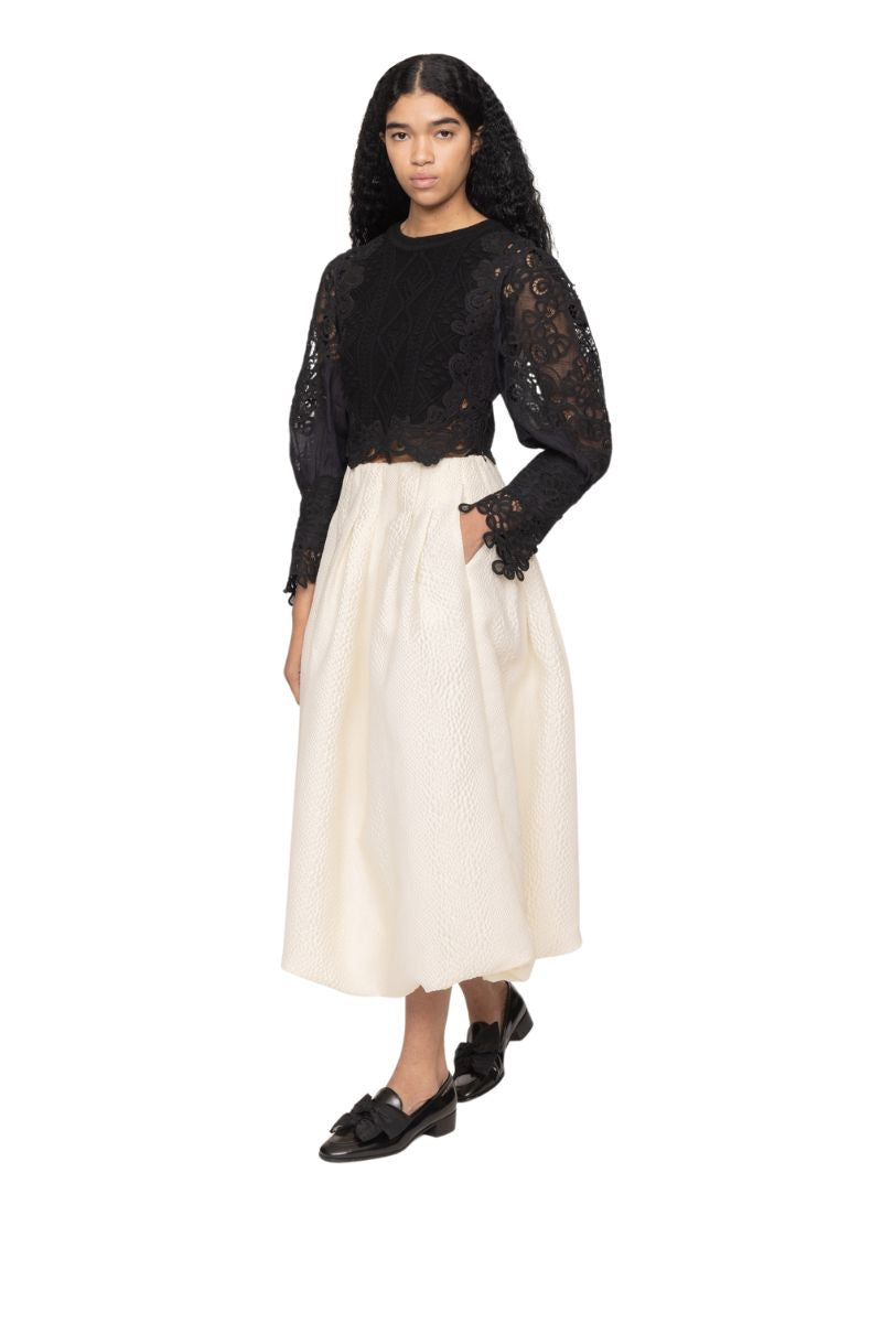 Vania Lace Combo Sleeve Sweater