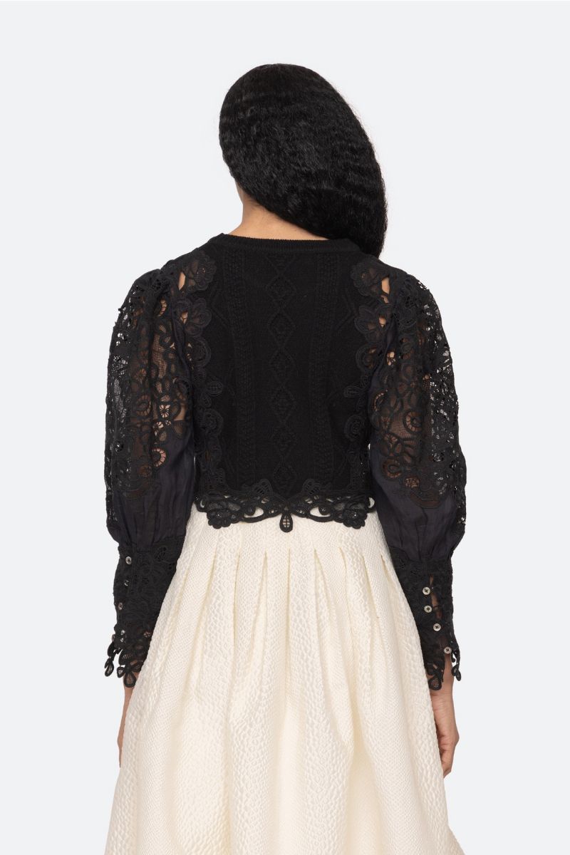 Vania Lace Combo Sleeve Sweater