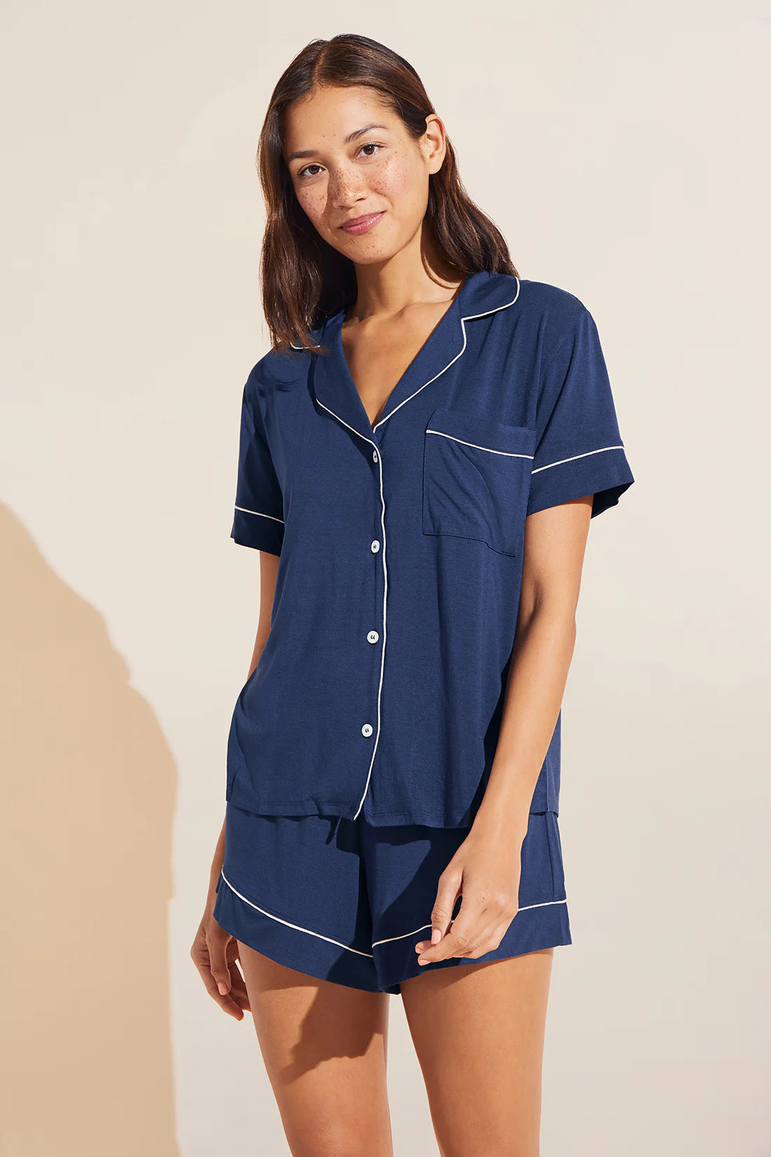 Eberjey - Navy/Ivory Gisele Relaxed Short PJ Set