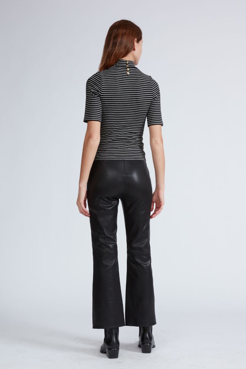 The Knit Stripe Rib Mock Neck Tee