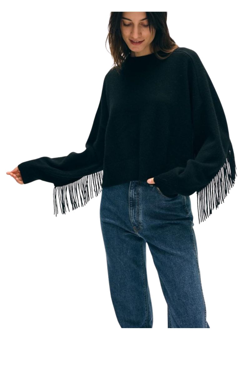 Cashmere Blend Luxe Fringe Crew