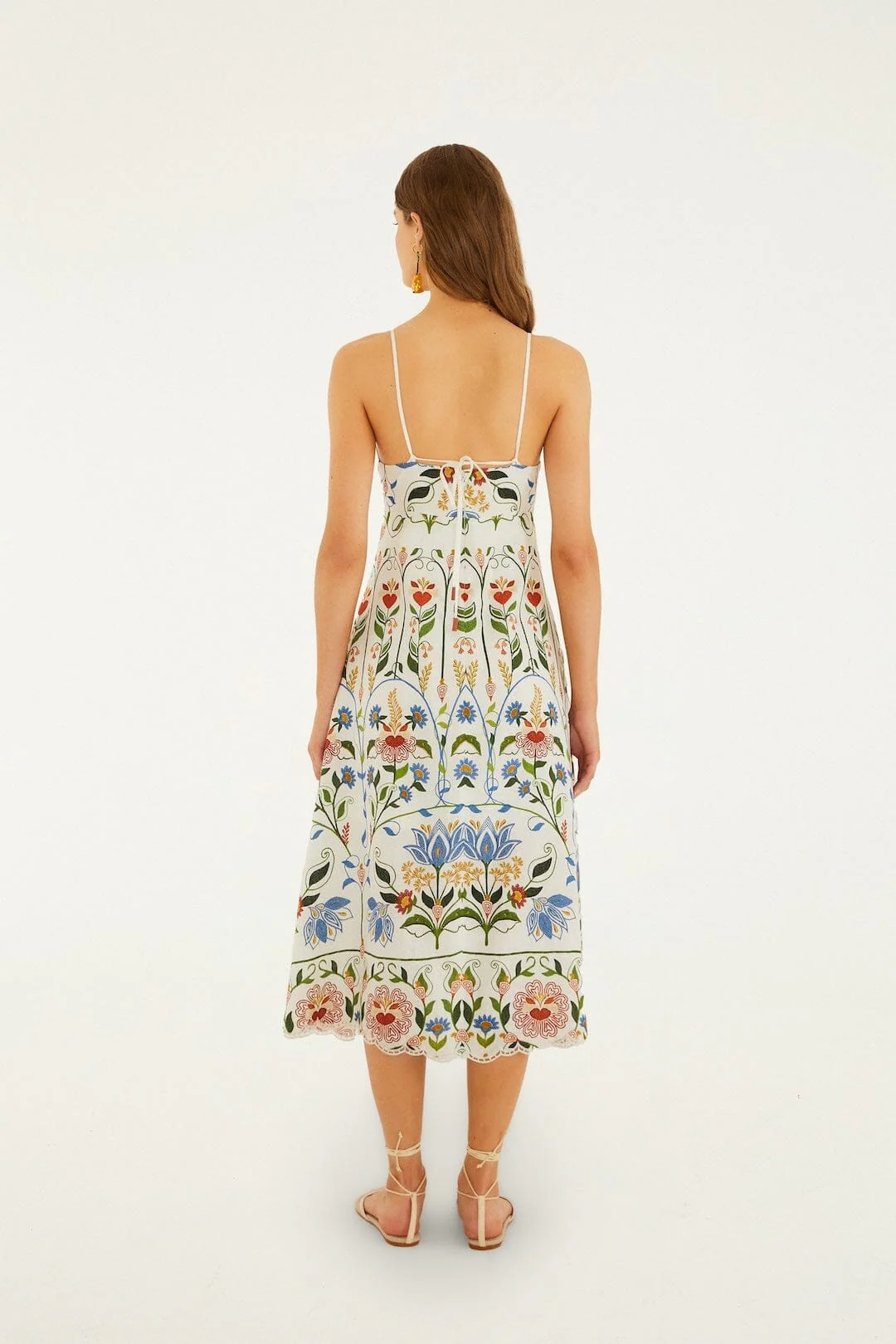 Off-White Stitched Garden Euroflax™ Premium Linen Midi Dress