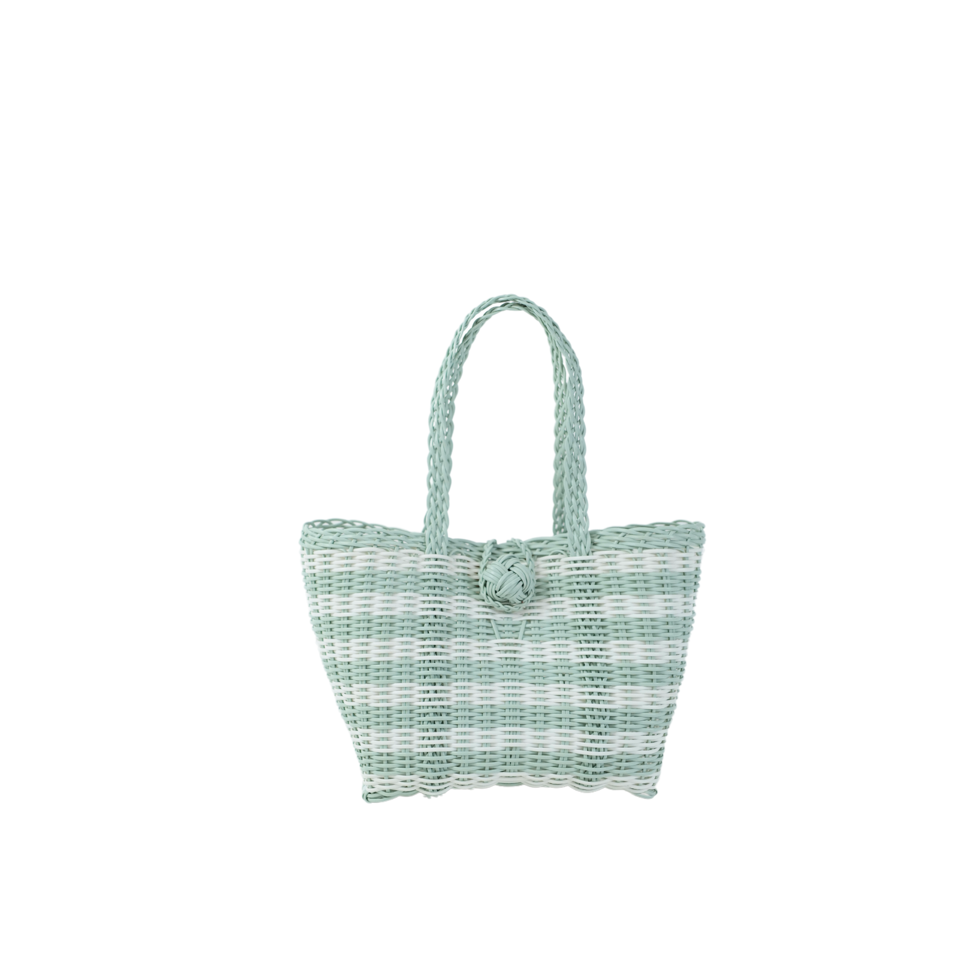 Berry Basket, Lined Paper Stripe in Sea Glass + White