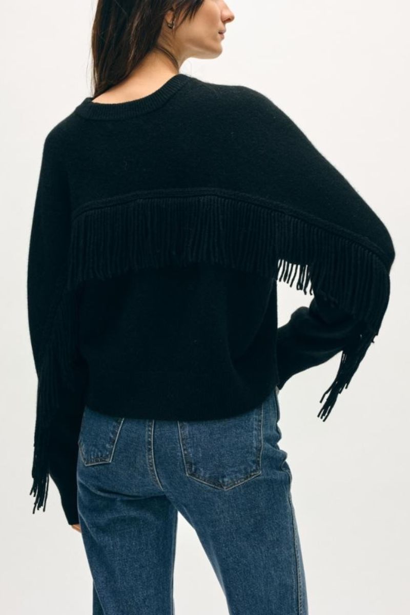 Cashmere Blend Luxe Fringe Crew