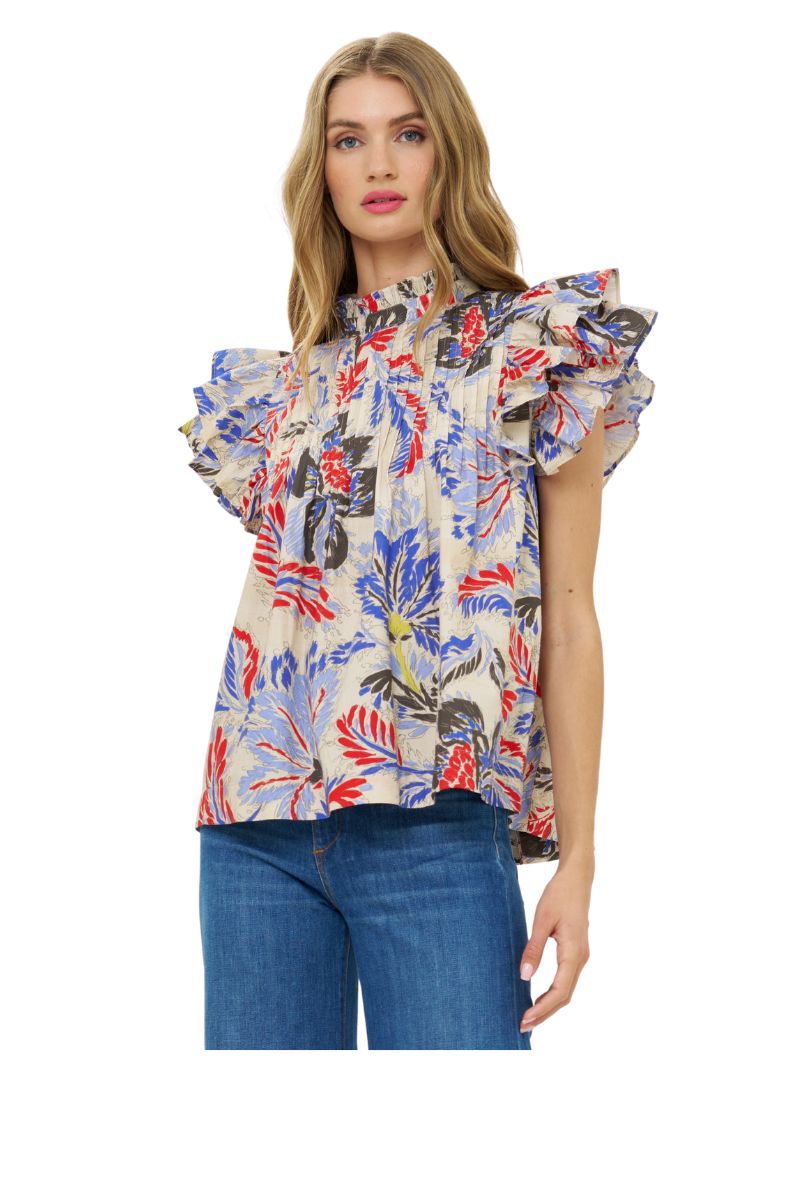 Pintuck Ruffle Top