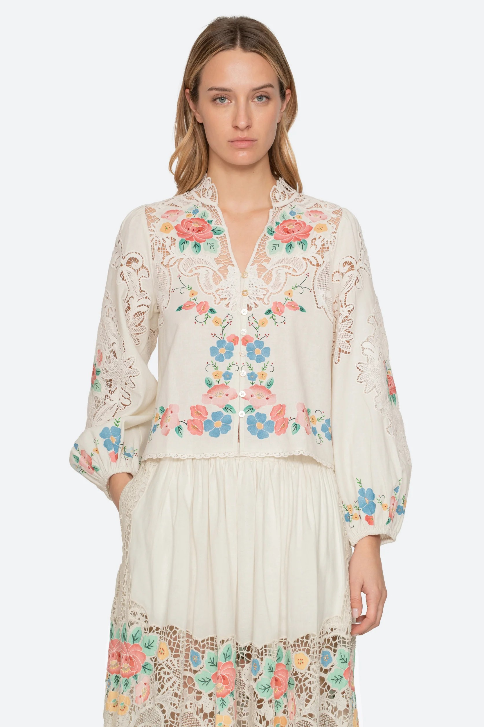 Astrid Embroidery Long Sleeve Blouse