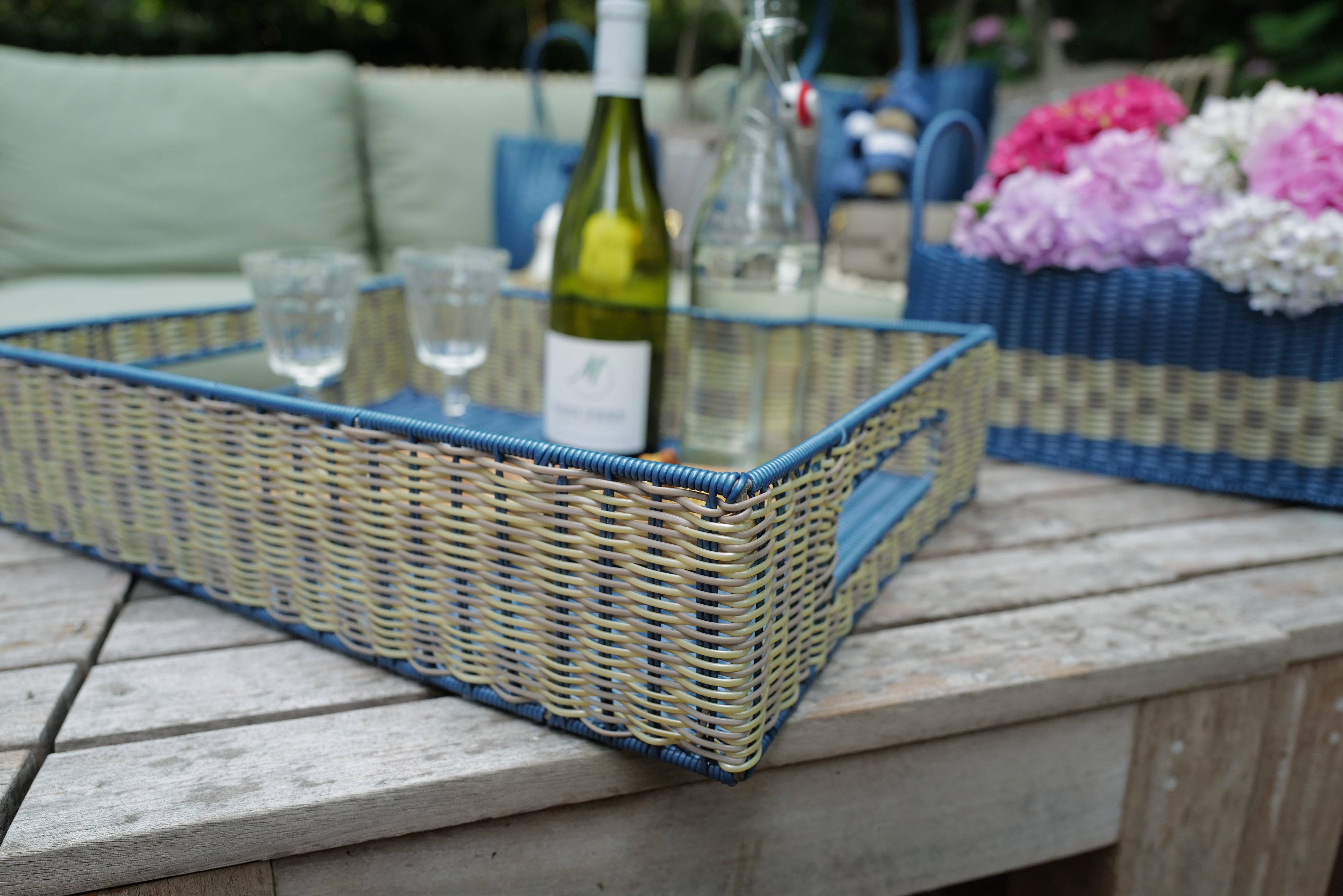 Woven Tray in Fog Blue/Putty/Pearl