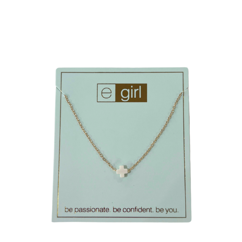 egirl 14" Necklace Gold - Signature Cross Small Off-White