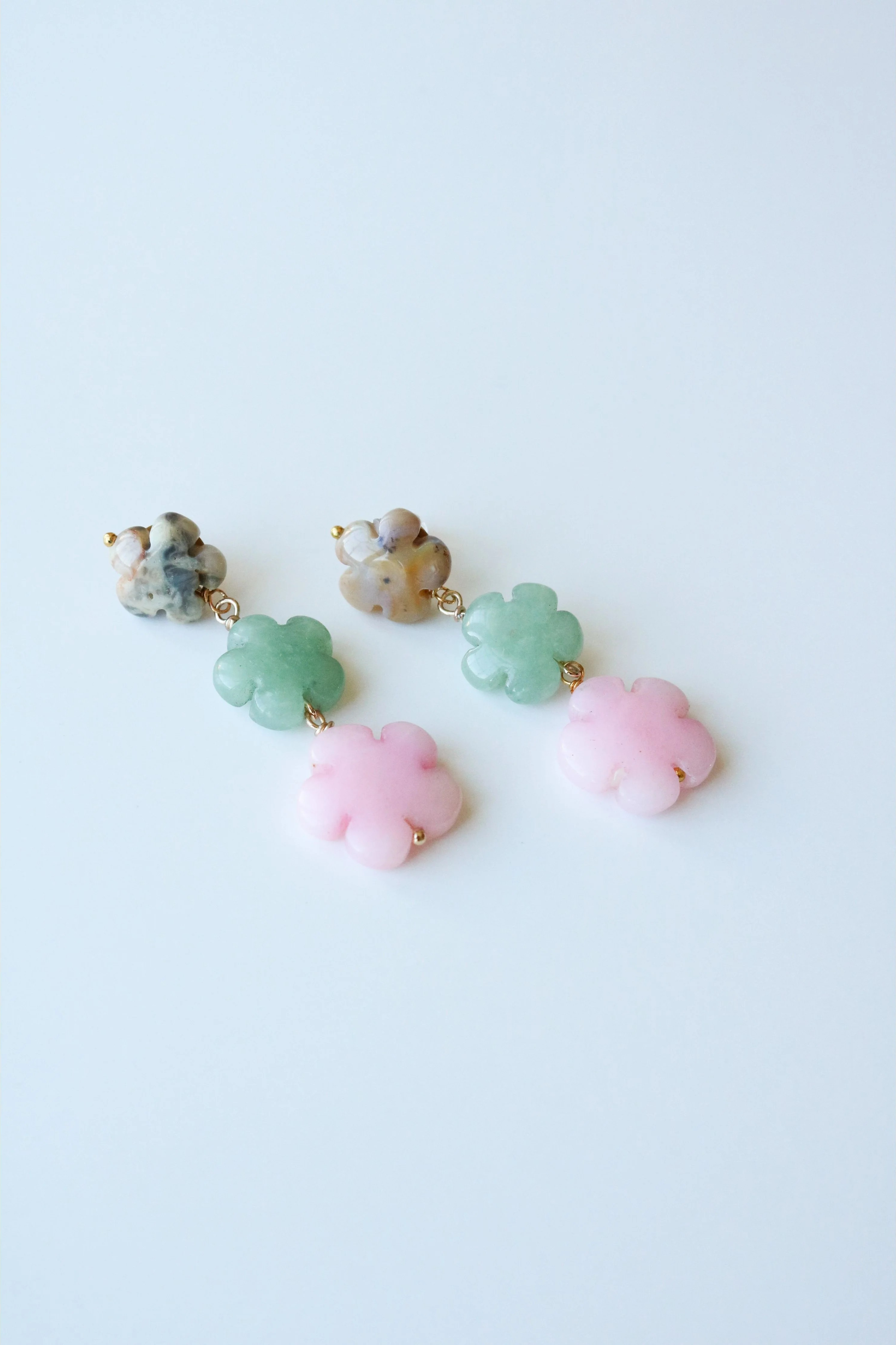 Gemstone Flower Drop Earrings
