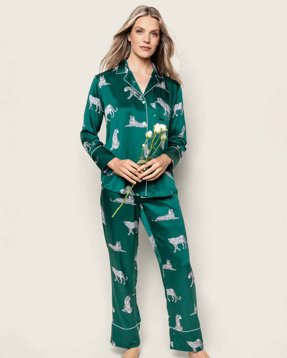 Women's Silk Pajama Set in Panthère de Luxe