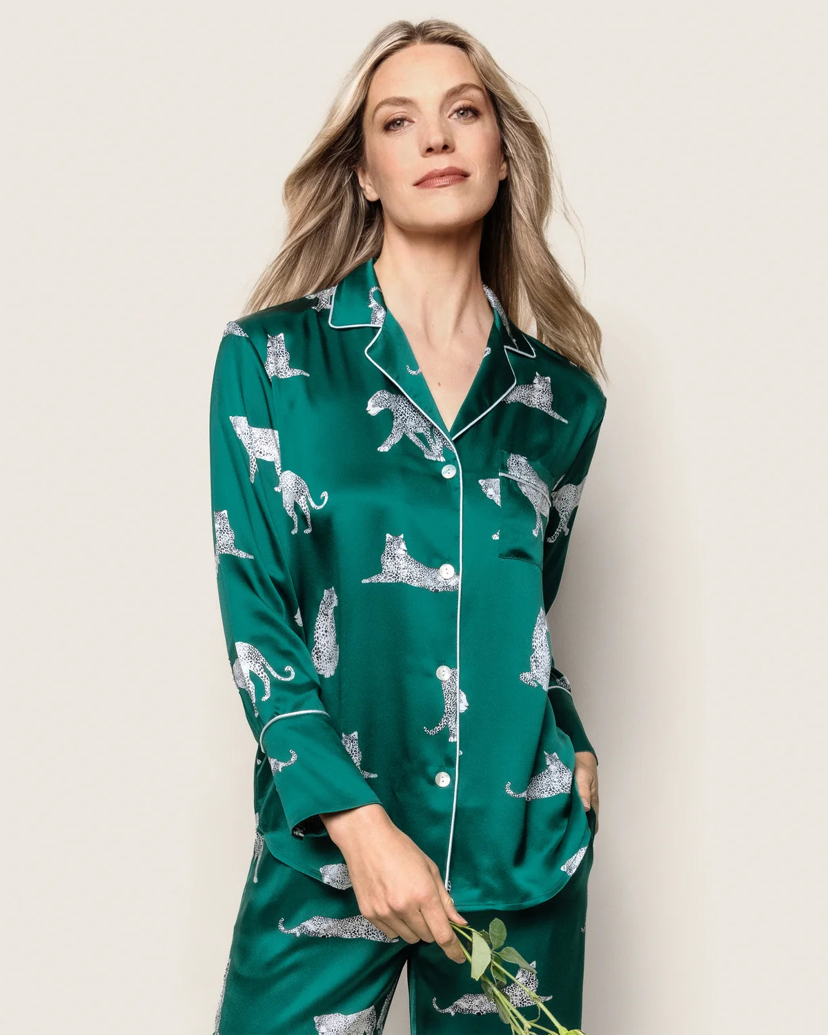 Women's Silk Pajama Set in Panthère de Luxe