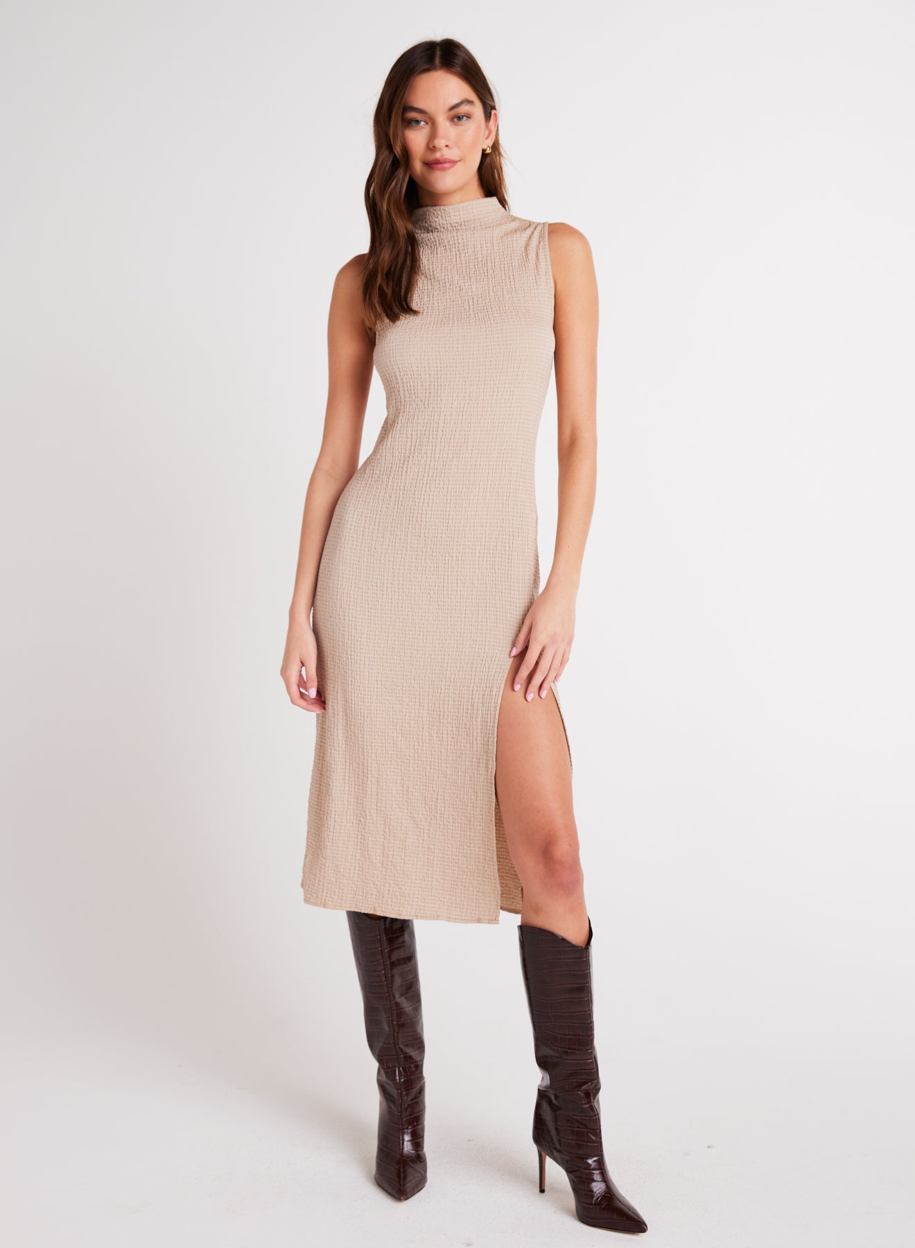 Mock Neck Midi Dress