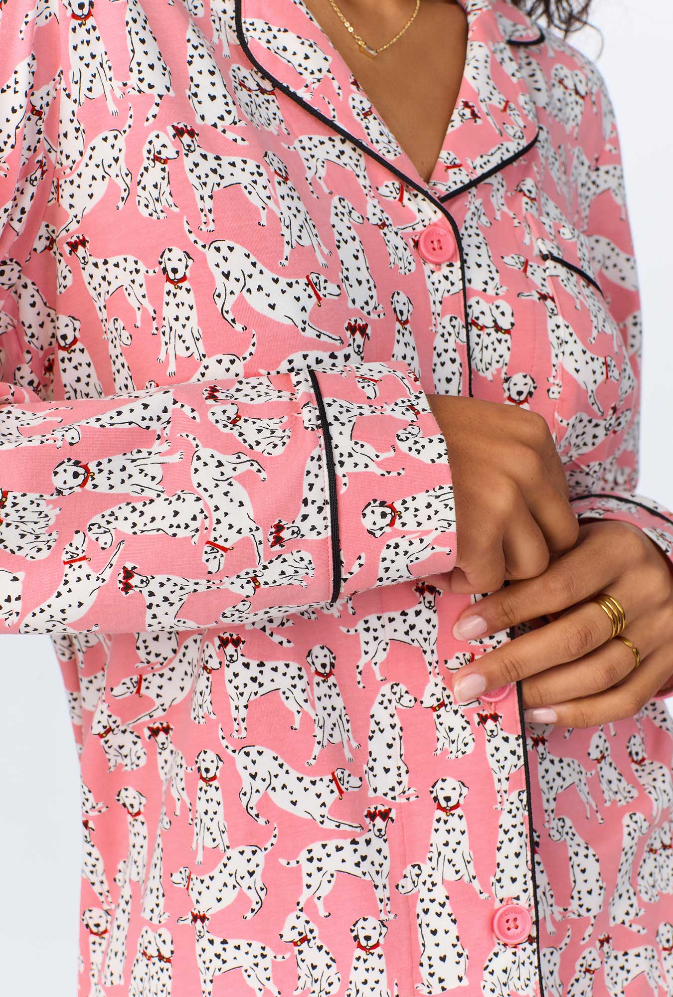 Love Spot Long Sleeve Classic Stretch Jersey Long PJ Set