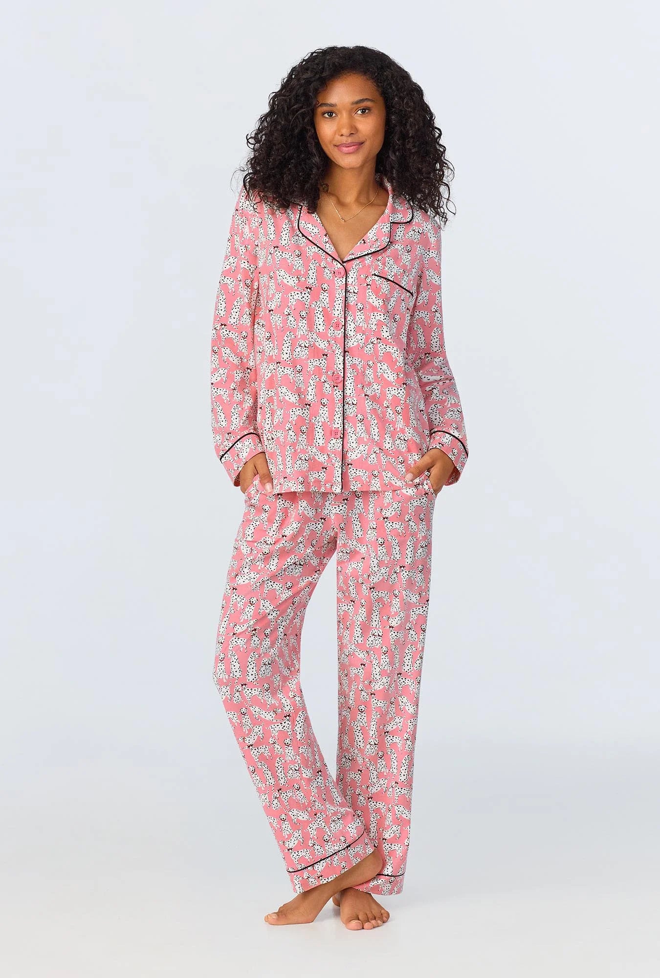 Love Spot Long Sleeve Classic Stretch Jersey Long PJ Set