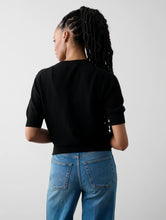 Load image into Gallery viewer, White + Warren - Black Cashmere Short Sleeve Cardigan