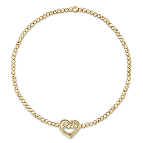 Classic Gold 2.5mm Bead Bracelet - Love Gold Charm