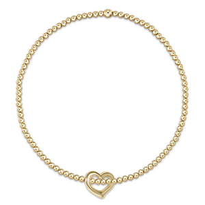 Classic Gold 2mm Bead Bracelet- Love Small Gold Charm