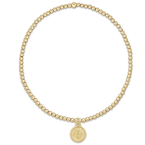 Classic Gold 2mm Bead Bracelet- Blessing Small Gold Disc