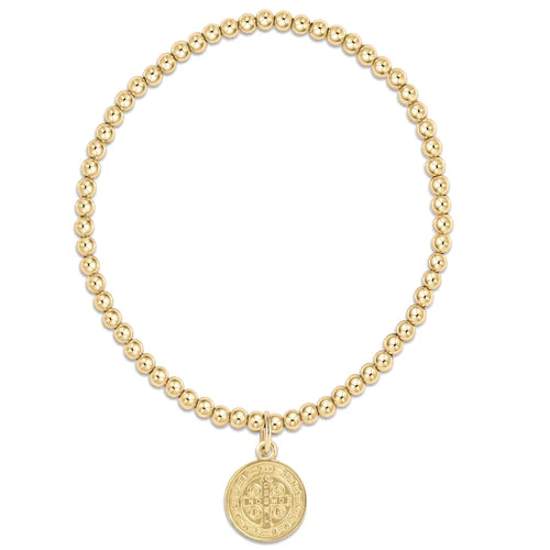 Classic Gold 3mm Bead Bracelet- Blessing Gold Disc