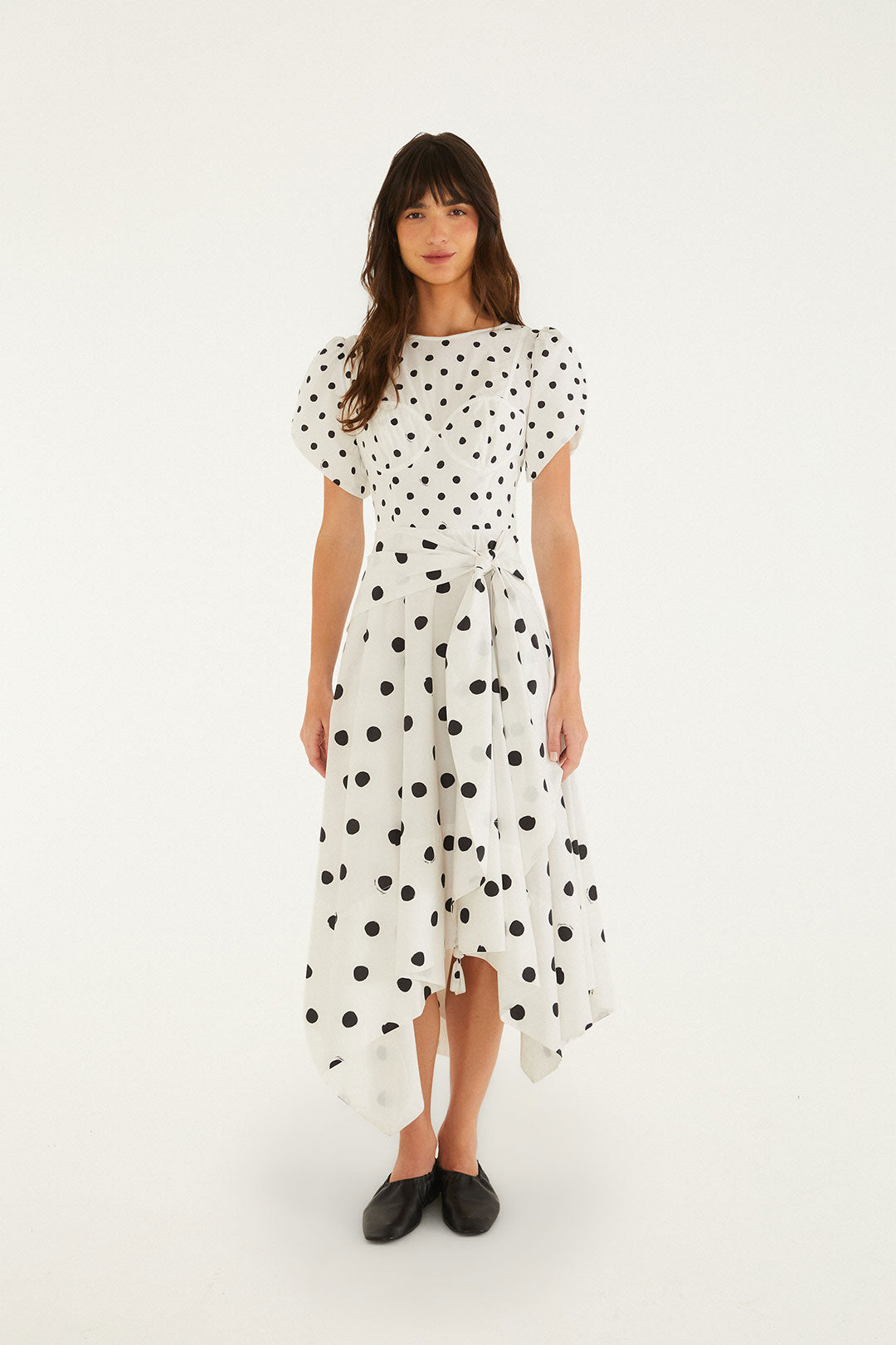 GRANDMA DOTS OFF-WHITE SHORT SLEEVELESS MAXI DRESS