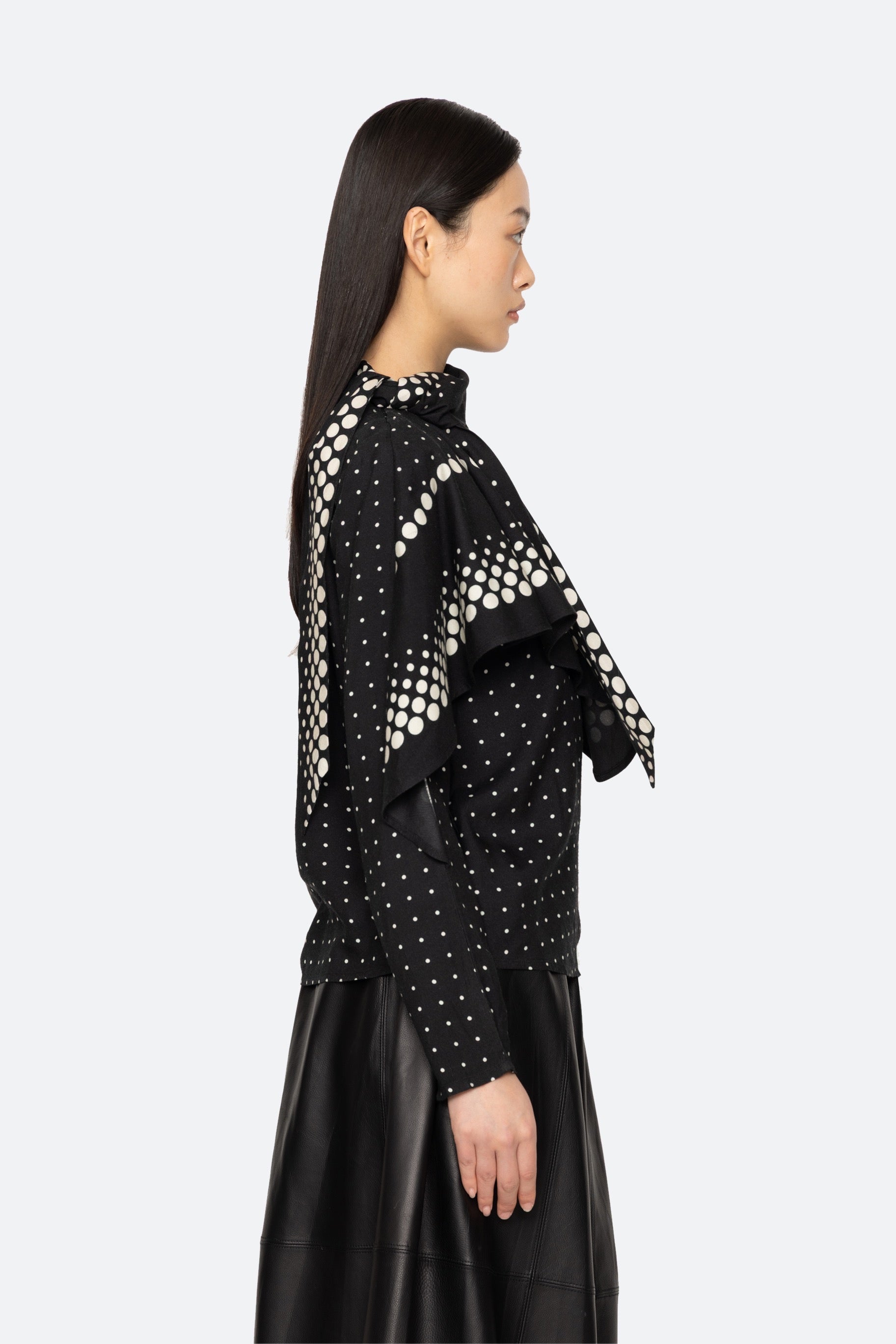 ELLY POLKA PRINT L/SLV TOP (D1)