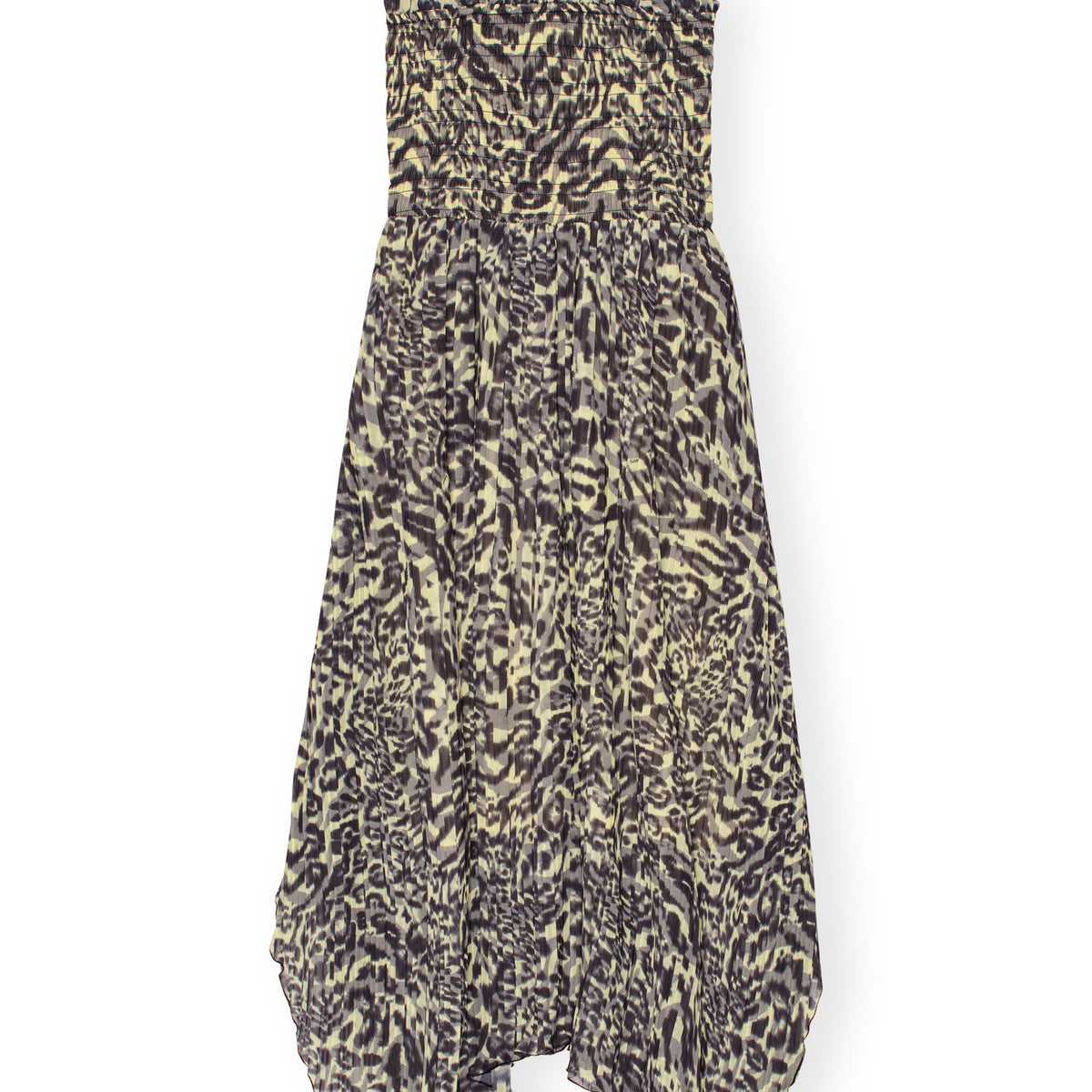 Pleated Georgette Smock Midi Strap Dress
