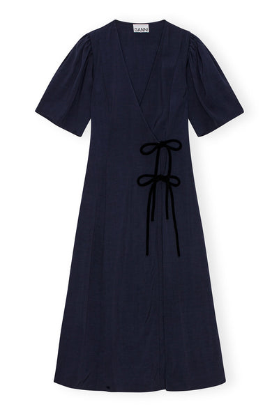 ganni sky captain mini dress Viscose Twill Wrap Midi Dress