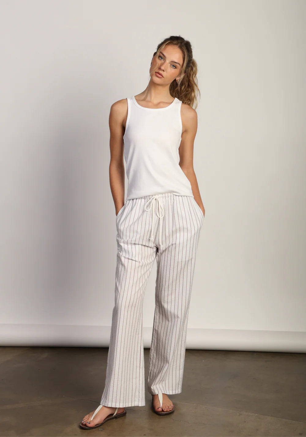Miller Boxer Pant in White/Brown