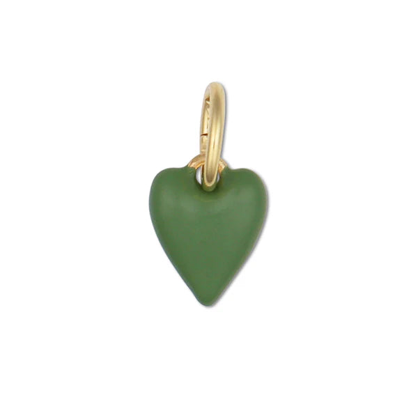 Mini Green Enamel Heart Charm