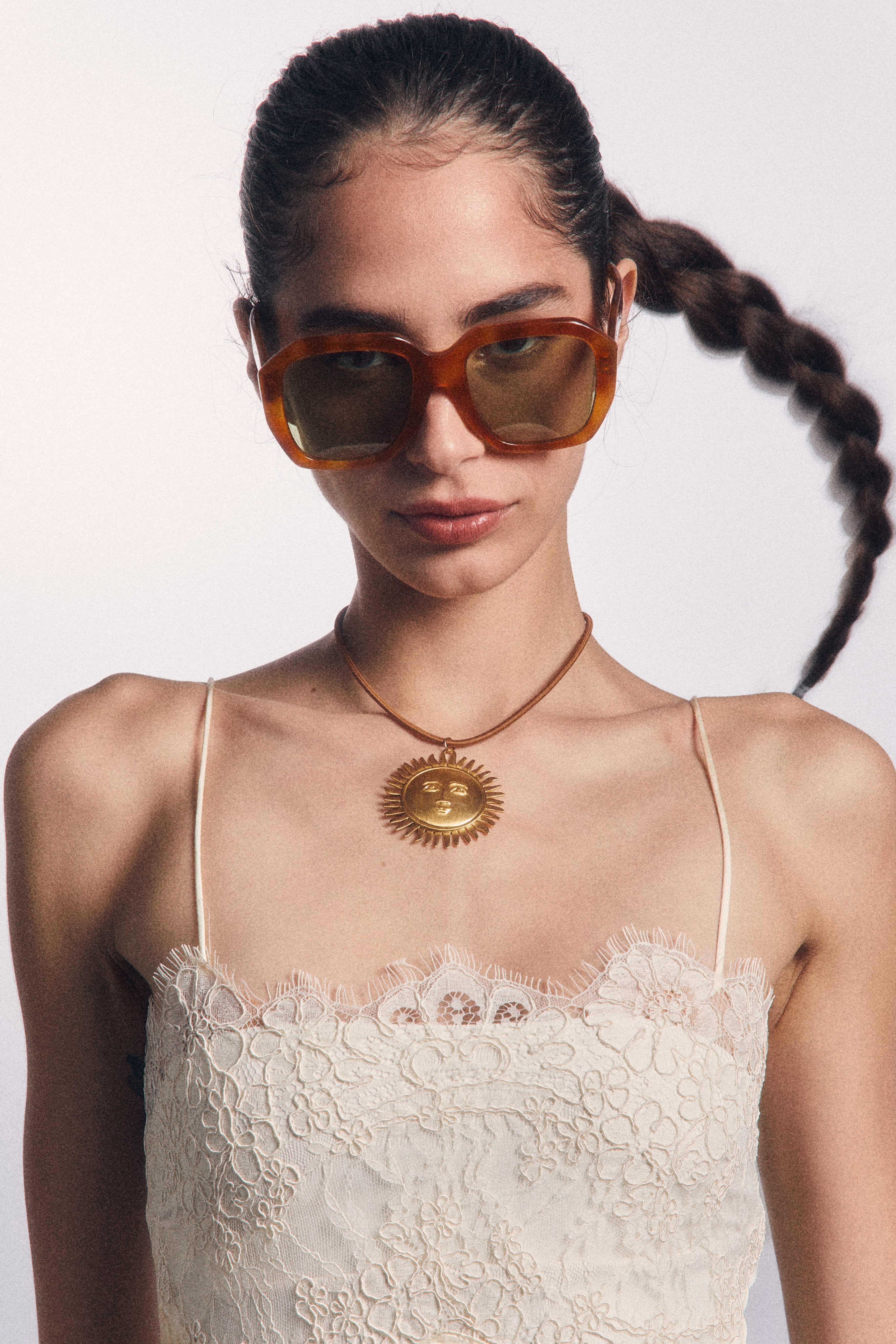 Sun Medallion Copper Clasp Necklace