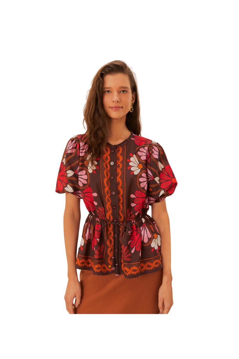 Miranda Brown Short Sleeve Blouse