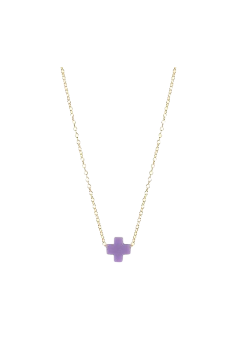 egirl 14" Necklace Gold - Signature Cross Small Purple