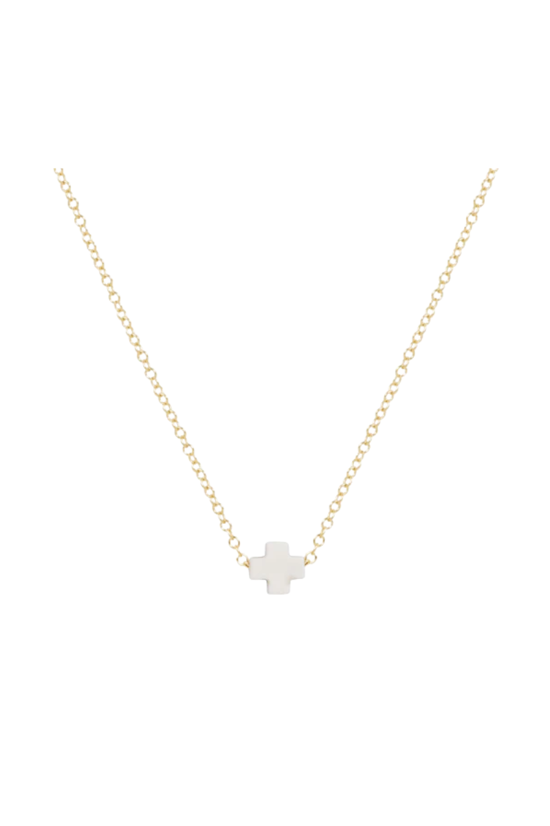 egirl 14" Necklace Gold - Signature Cross Small Off-White