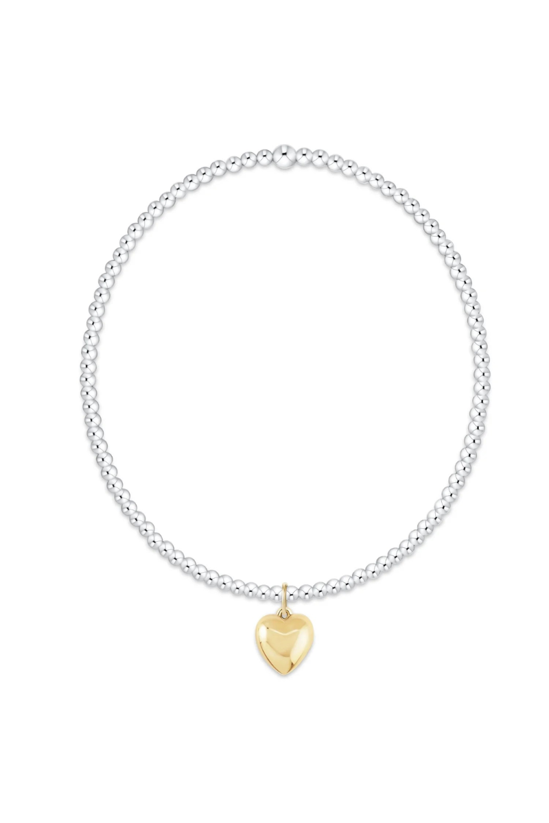 Classic Mixed Metal 2mm Bracelet - Love Plush Small Gold Charm