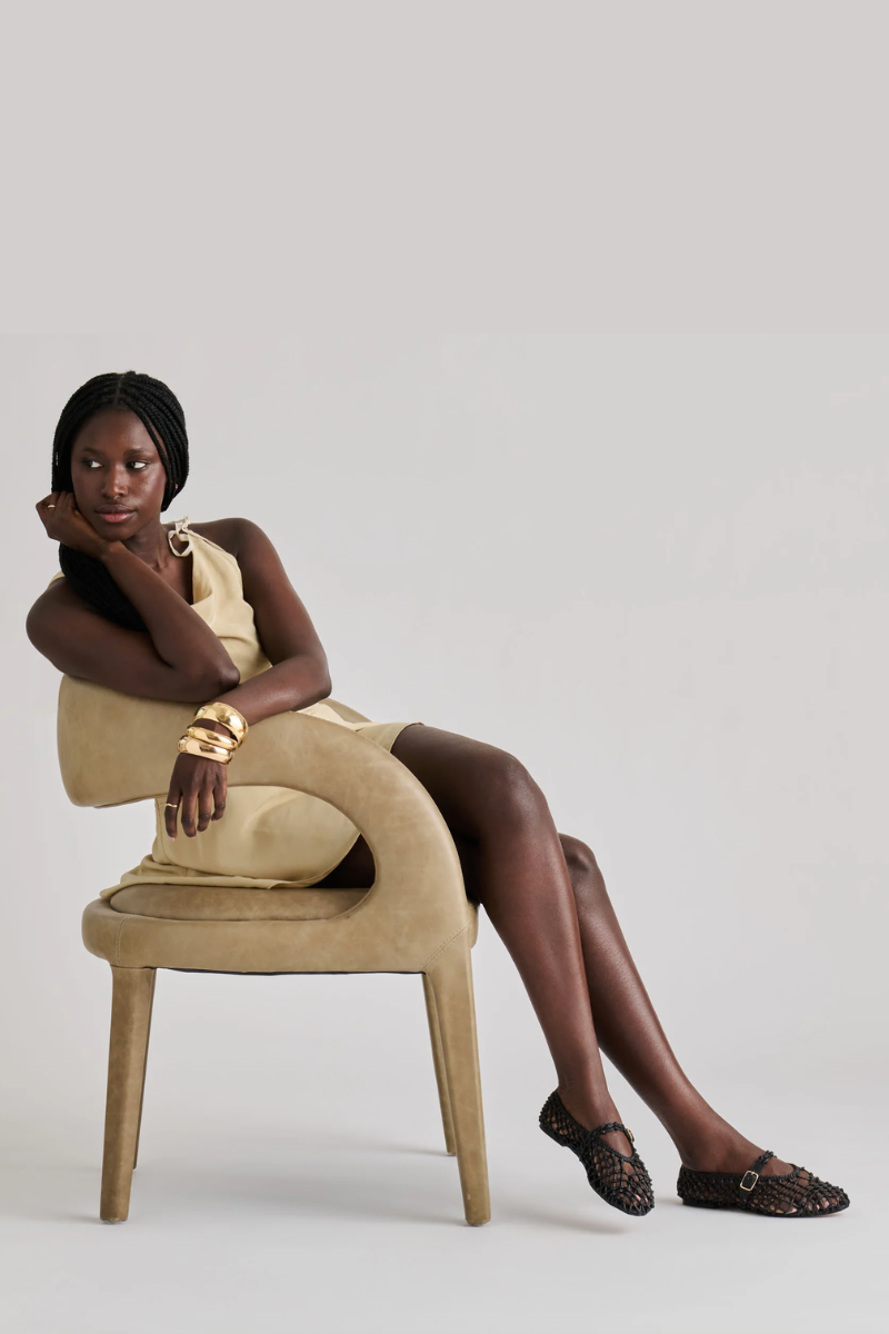 Clair Ballet Flats Black Woven Leather