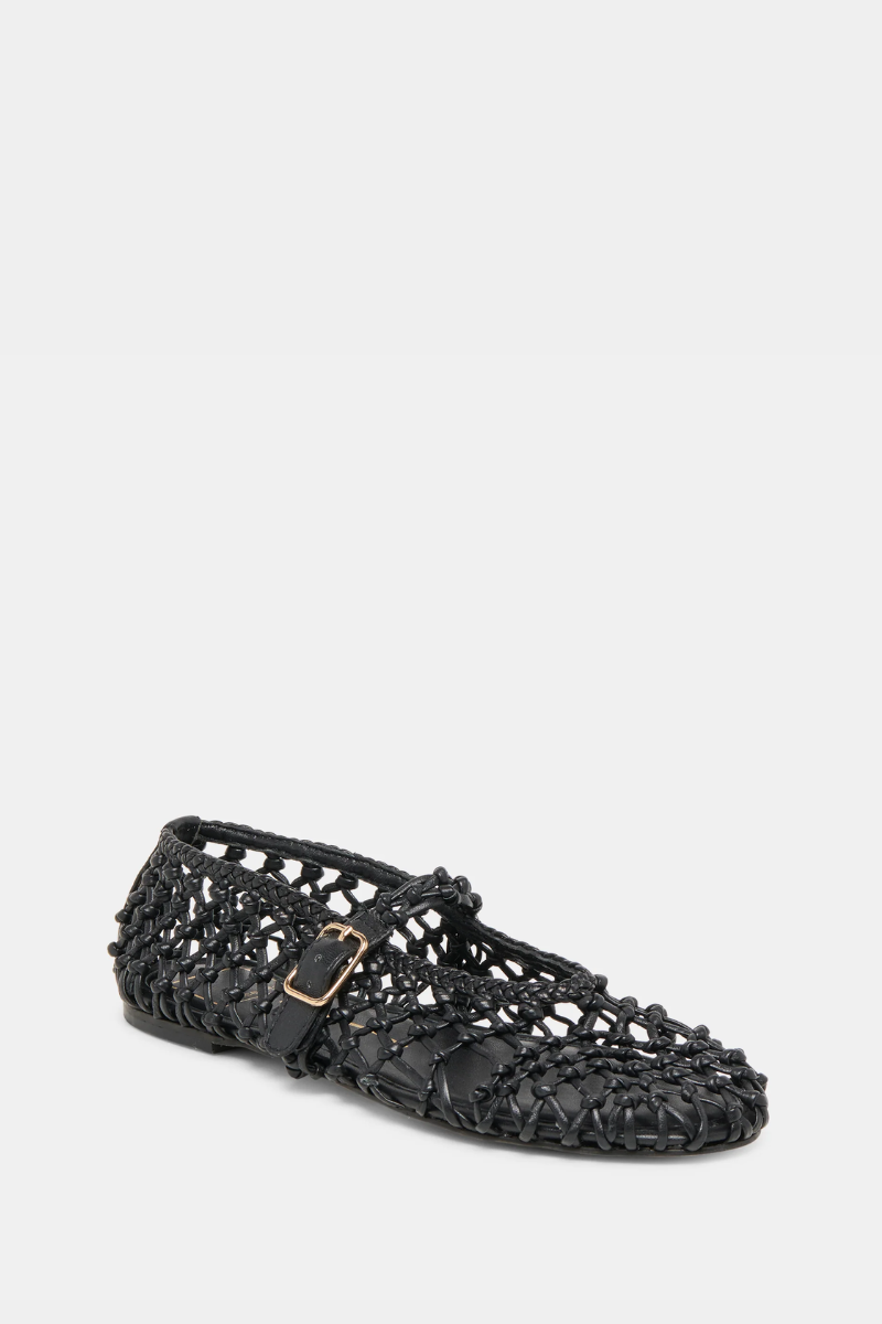 Clair Ballet Flats Black Woven Leather