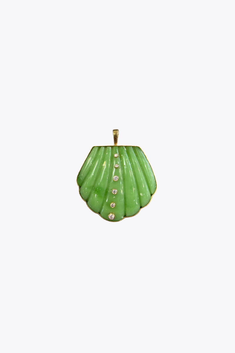 Carved Green Opal Shell Pendant