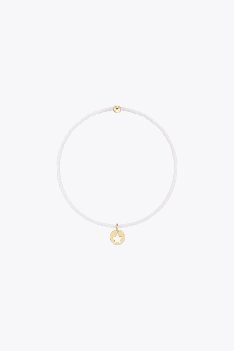 Hope Classic Bracelet - White - Star Small Gold Disc