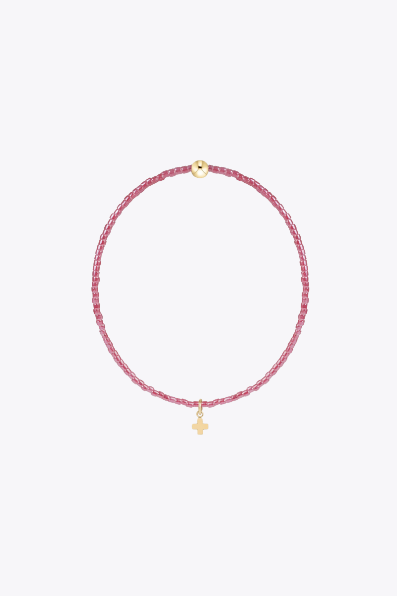 Hope Classic Pink Champagne Bracelet - Signature Cross Small Gold Charm