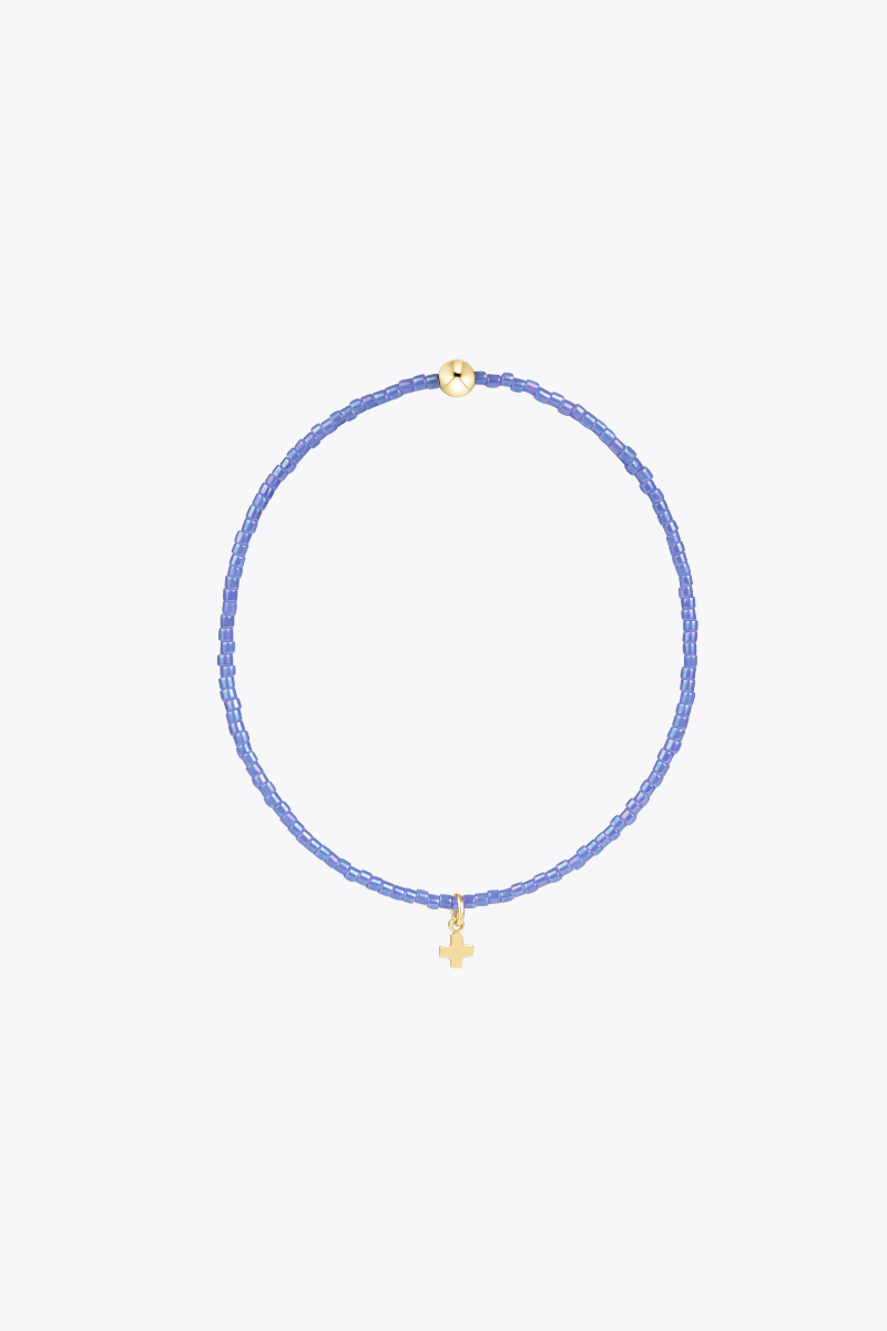 Hope Classic Bright Blue Bracelet - Signature Cross Small Gold Charm