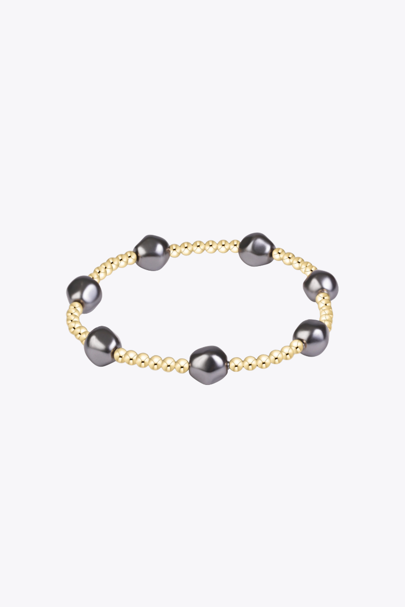 Admire Pearl Dark Grey 3mm Gold Bracelet