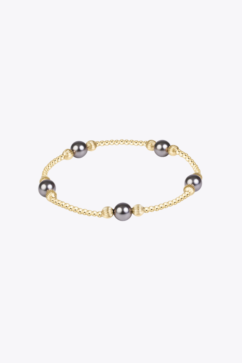 Purpose Pearl Dark Grey 6mm Dignity Gold Bracelet